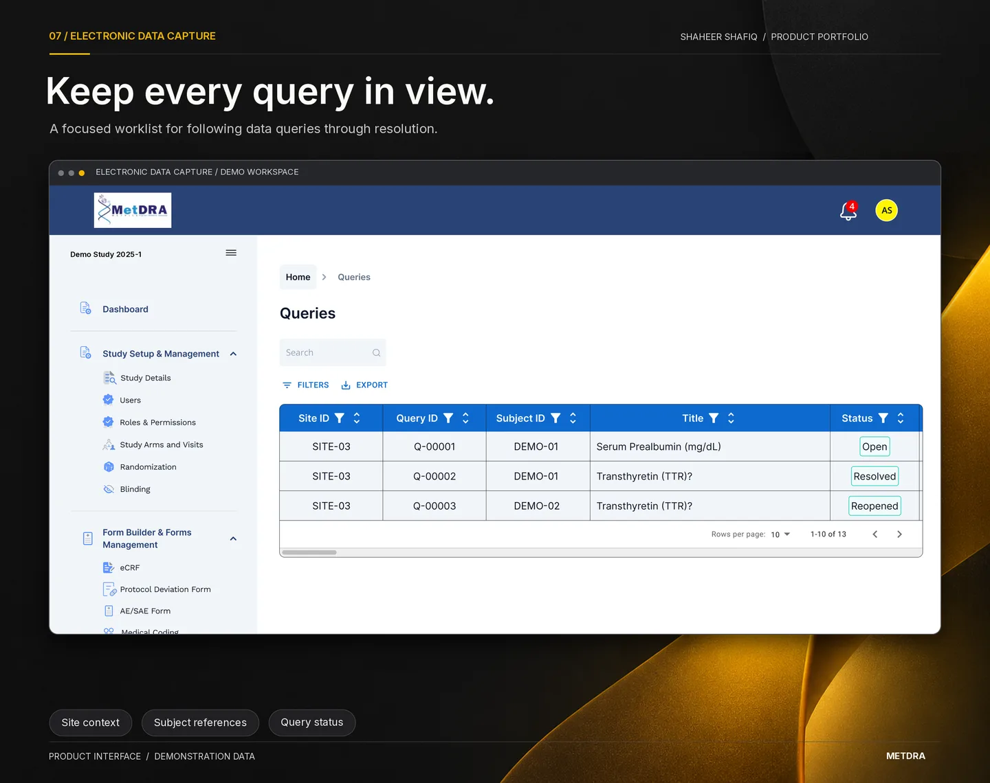 Keep every query in view. Follow data queries through resolution.
